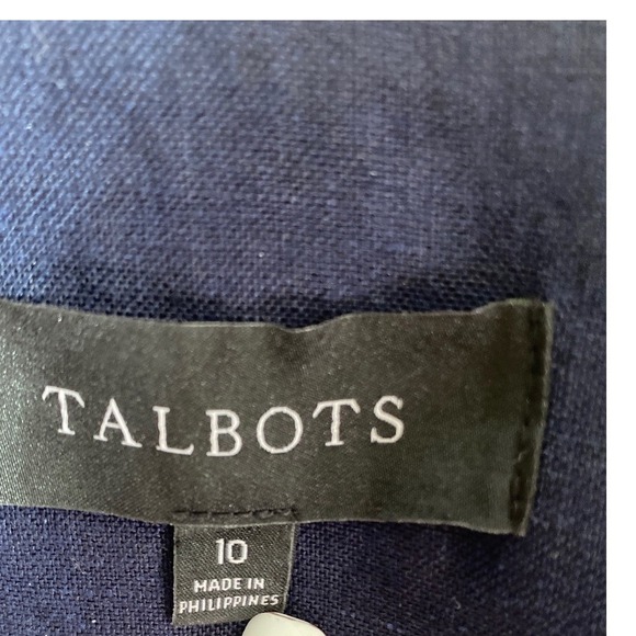 Talbots Navy Blue Linen Blazer Jacket Size 10 | Single Button Career Office - Picture 2 of 10